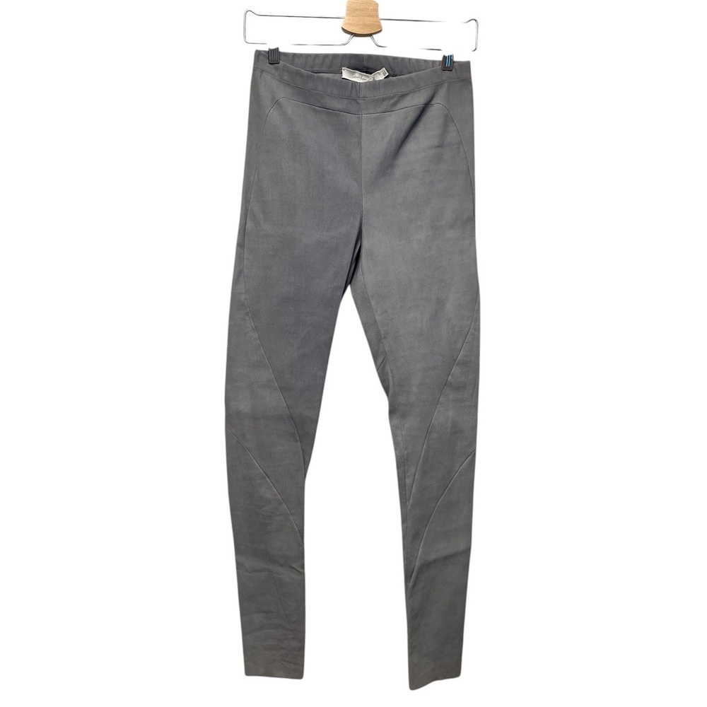 URBAN ZEN Stretch Lambskin Leather Pants 10 Gray‎ Skinny Leggings Moto